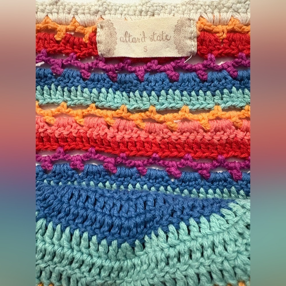 Altar'd State White Crochet Rainbow Halter Crop Top - Picture 7 of 9